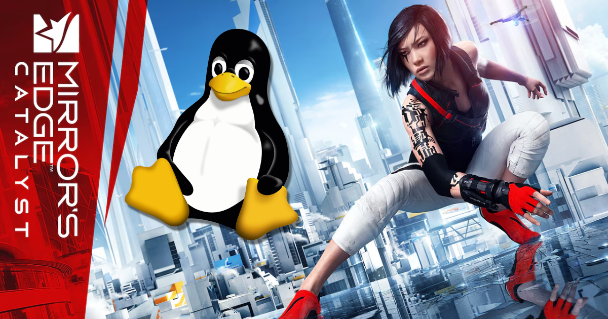 Mirror's Edge Key Art with Tux